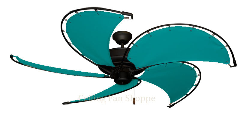 52 inch Raindance Nautical Ceiling Fan - Sunbrella Aquamarine Canvas Blades