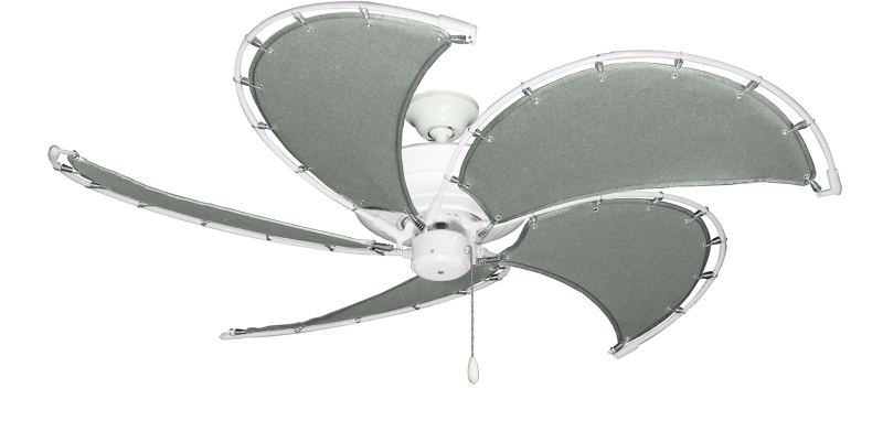 52 inch Raindance Pure White Nautical Ceiling Fan - Classic Gray Canvas Blades