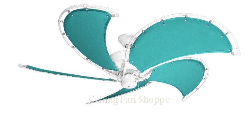 52 inch Raindance Nautical Ceiling Fan - Sunbrella Aquamarine Canvas Blades