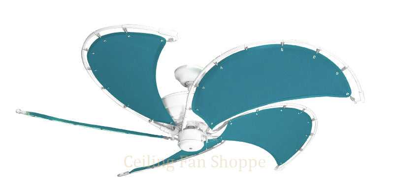 52 inch Raindance Nautical Ceiling Fan -  Sunbrella Turquoise Canvas Blades