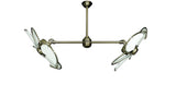 30 inch Twin Star III Double Ceiling Fan - Nautical White Blades, Antique Brass Motor Finish