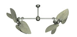 50 inch Twin Star III Double Ceiling Fan - Bombay Driftwood Blades, Brushed Nickel Motor Finish