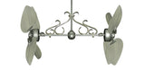 50 inch Twin Star III Double Ceiling Fan - Bombay Driftwood Blades, Brushed Nickel Motor and Decorative Scroll