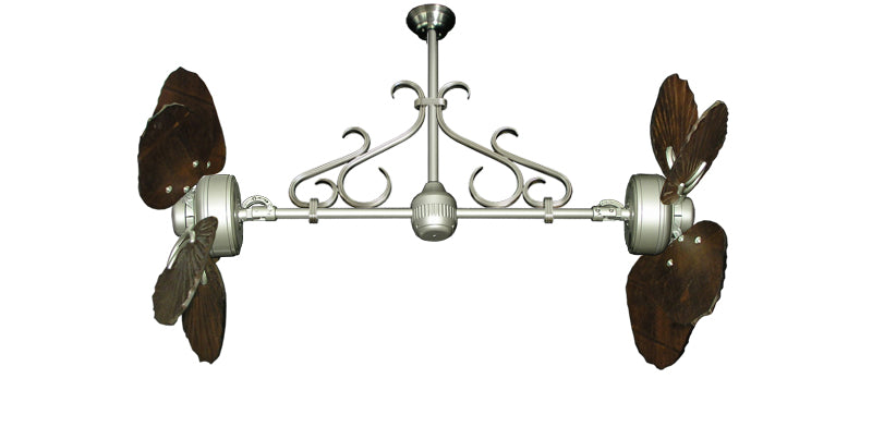 35 inch Twin Star III Double Ceiling Fan -  Arbor 600 Blades, Brushed Nickel Motor Finish and Decorative Scroll