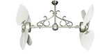 50 inch Twin Star III Double Ceiling Fan - Bombay Pure White Blades, Brushed Nickel Motor Finish and Decorative Scroll