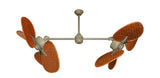 46 inch Twin Star III Double Ceiling Fan - Woven Bamboo Cherry Blades, Driftwood Motor Finish 