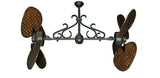 46 inch Twin Star III Double Ceiling Fan - Woven Bamboo Dark Blades, Oil Rubbed Bronze Motor Finish and Decorative Scroll
