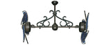 30 inch Twin Star III Double Ceiling Fan - Nautical Blue Blades, Oil Rubbed Bronze Motor Finish and Decorative Scroll