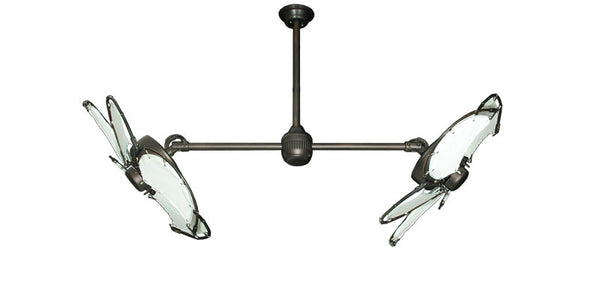 30 inch Twin Star III Double Ceiling Fan - Nautical White Blades, Oil Rubbed Bronze Motor Finish