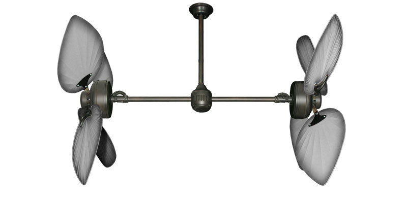 50 inch Twin Star III Double Ceiling Fan - Bombay Brushed Nickel Blades, Oil Rubbed Bronze Motor Finish